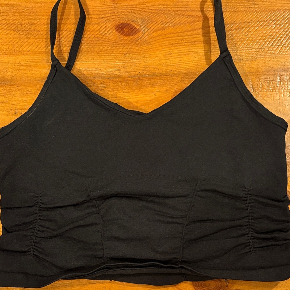 FP Movement by Free People Black Ruched Crop Top